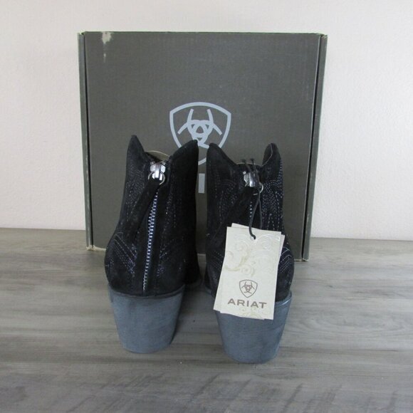 Ariat Women's Layla Western Ankle Boots - Distressed Black Suede - 10046888 - Picture 3 of 4